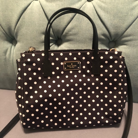 kate spade Handbags - Kate Spade Sm. Loden- Black/White Polka Dot Bag!